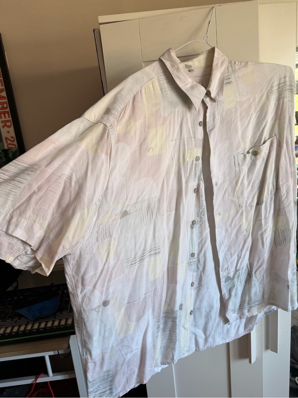 Men's Casual vintage pastelShort-Sleeve Button-Down Shirt — Light Pastel pink